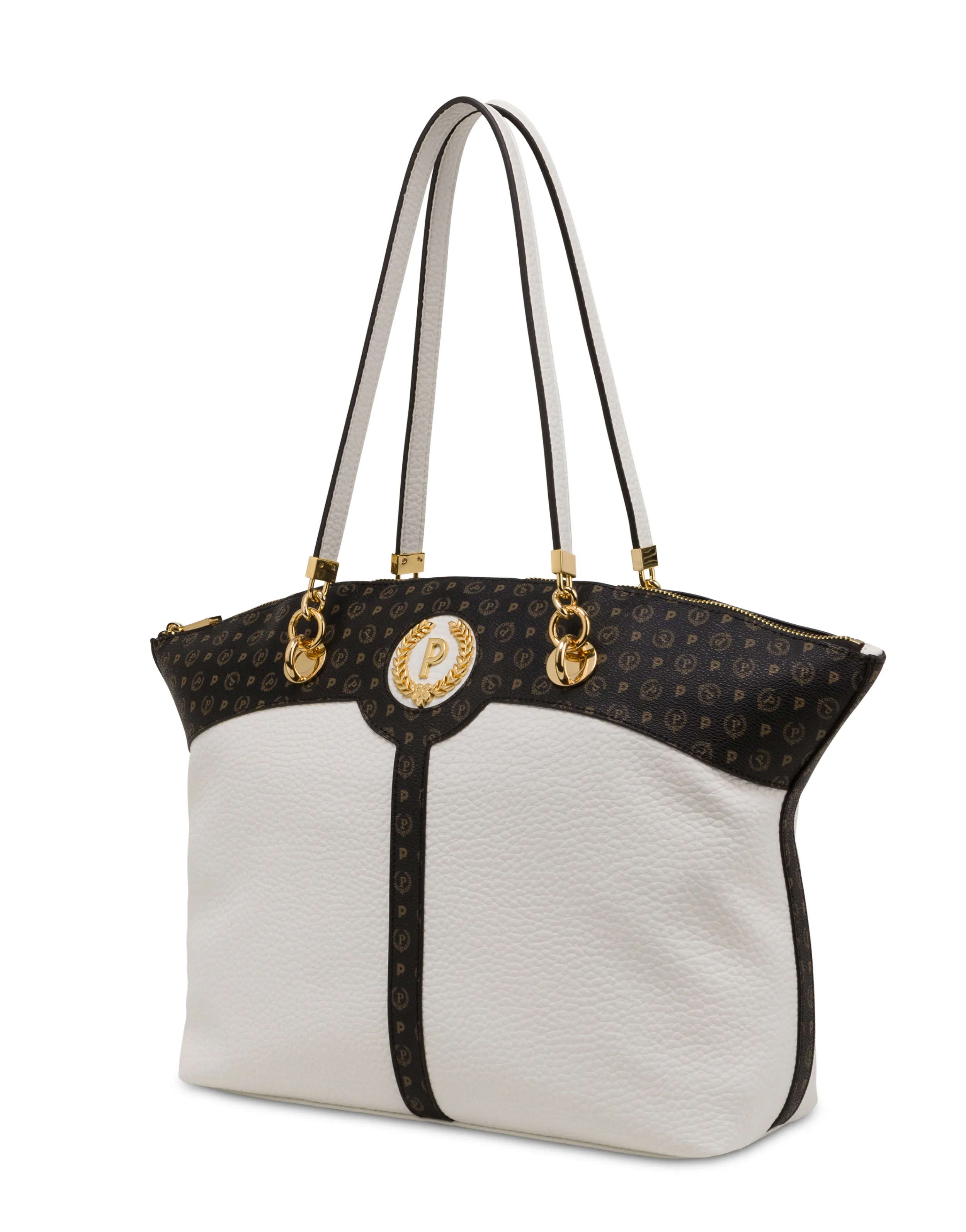 Pollini Shopping Bag Bianco/Nero Discount